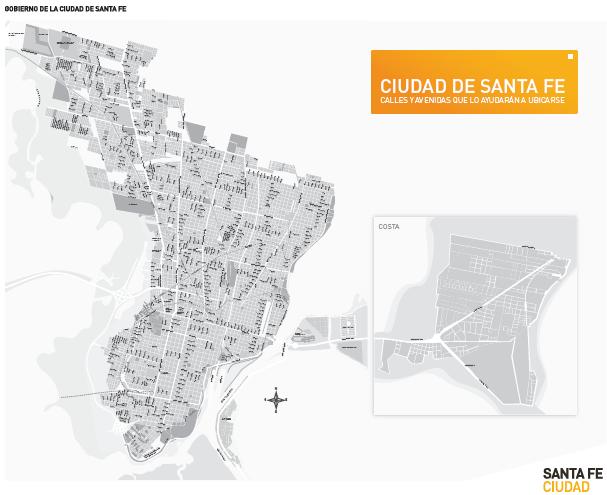 Mapa de Calles y Avenidas de la Ciudad de Santa Fe